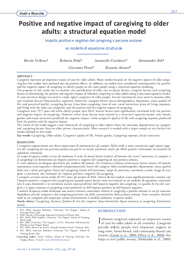 (PDF) Positive and negative impact of caregiving to older adults: a ...