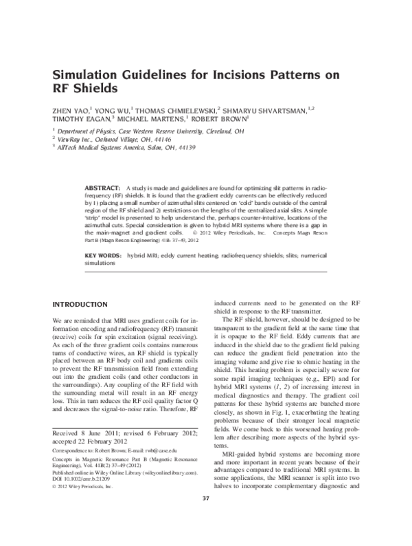 (PDF) Simulation guidelines for incisions patterns on RF shields