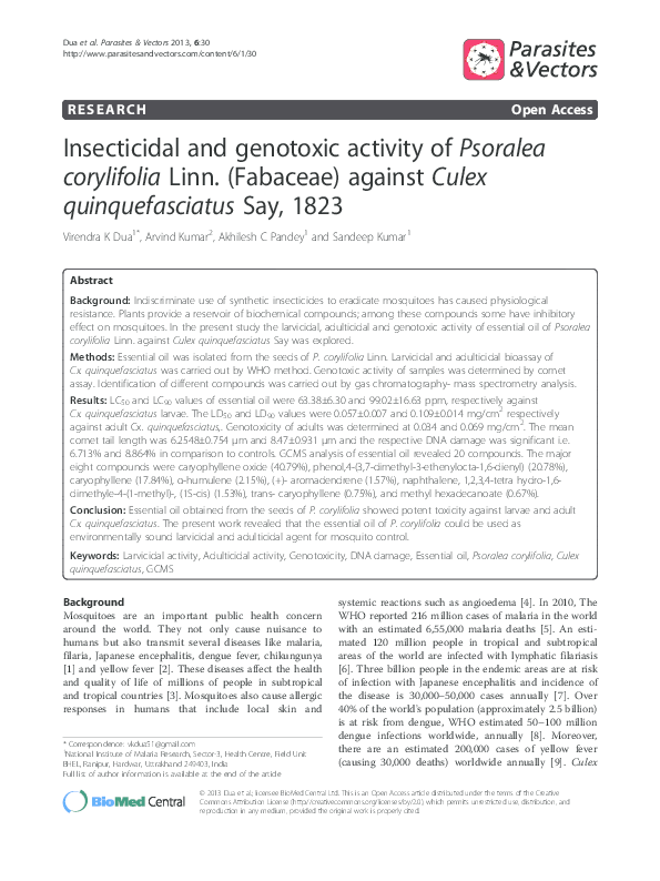(PDF) Insecticidal and genotoxic activity of Psoralea corylifolia Linn ...