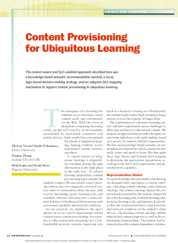 (PDF) Content Provisioning for Ubiquitous Learning