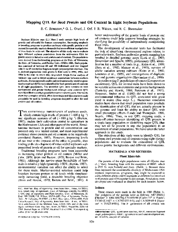 (PDF) Mapping QTL for Seed Protein and Oil Content in Eight Soybean ...