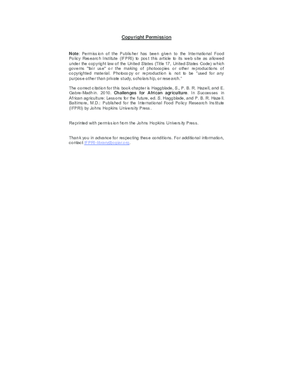 (PDF) Challenges for African Agriculture