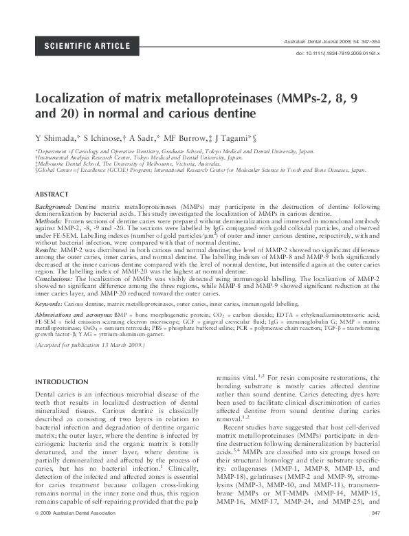 (PDF) Localization of matrix metalloproteinases (MMPs-2, 8, 9 and 20 ...