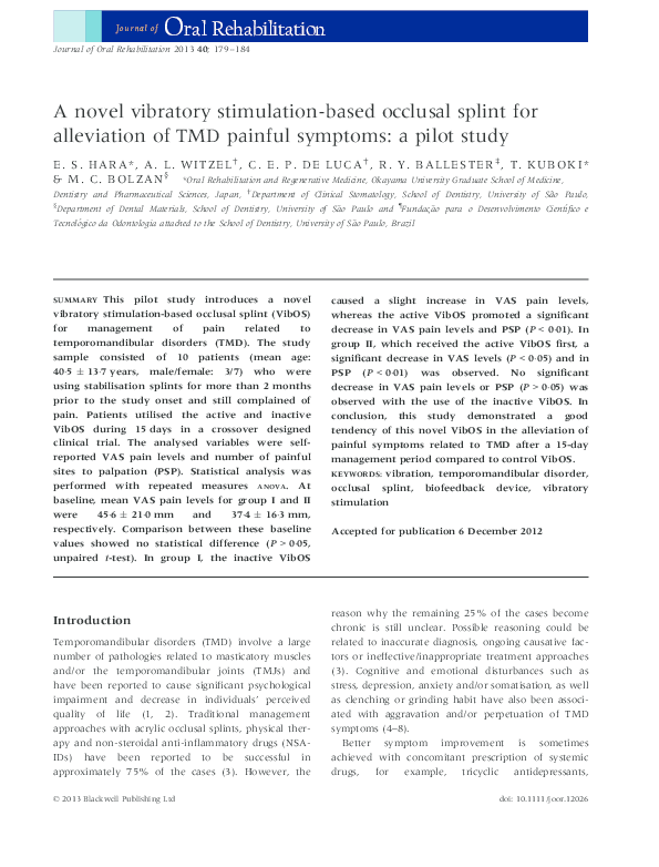 (PDF) A novel vibratory stimulation-based occlusal splint for ...