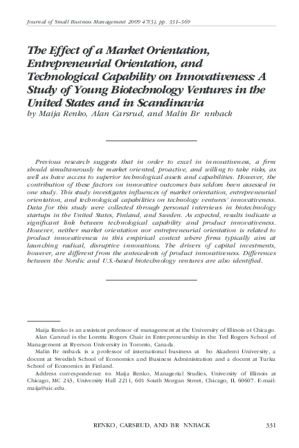 (PDF) The effect of a market orientation, entrepreneurial orientation ...