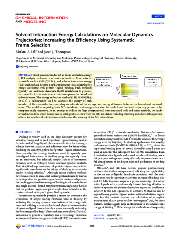 (PDF) Solvent Interaction Energy Calculations on Molecular Dynamics ...
