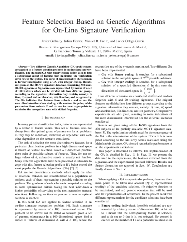 (PDF) Feature Selection Based on Genetic Algorithms for On-Line ...