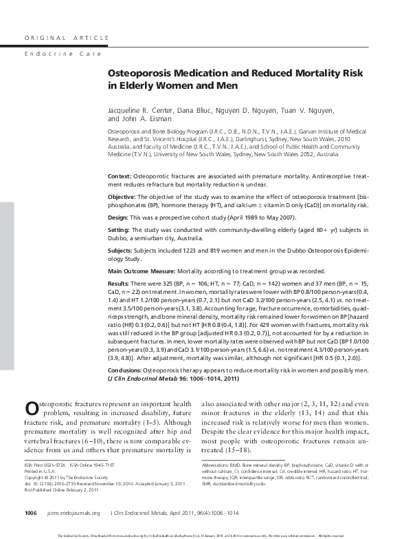 (PDF) Osteoporosis Medication and Reduced Mortality Risk in Elderly ...