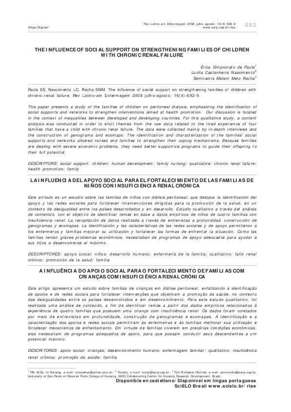 (PDF) The influence of social support on strengthening families of ...
