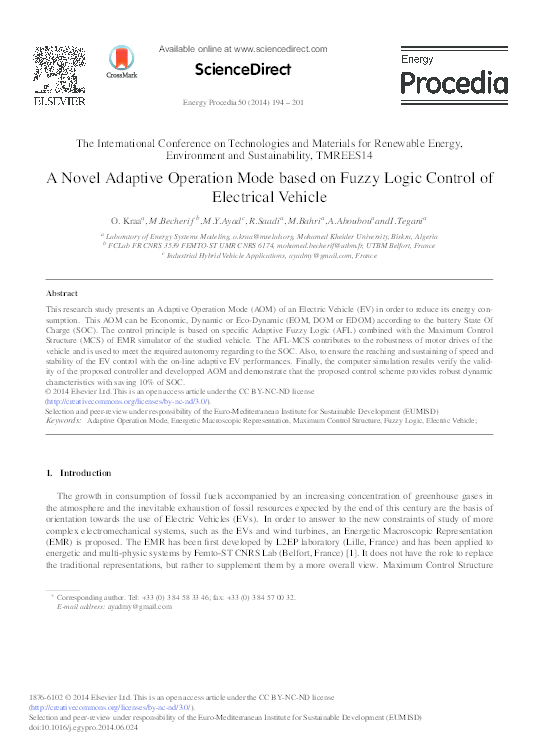 (PDF) A Novel Adaptive Operation Mode based on Fuzzy Logic Control of ...