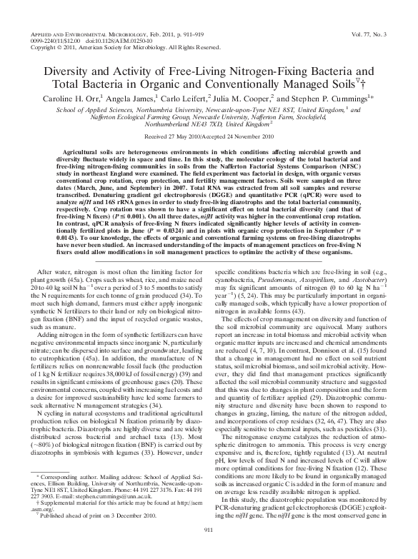  pdf diversity and activity of free living nitrogen fixing bacteria