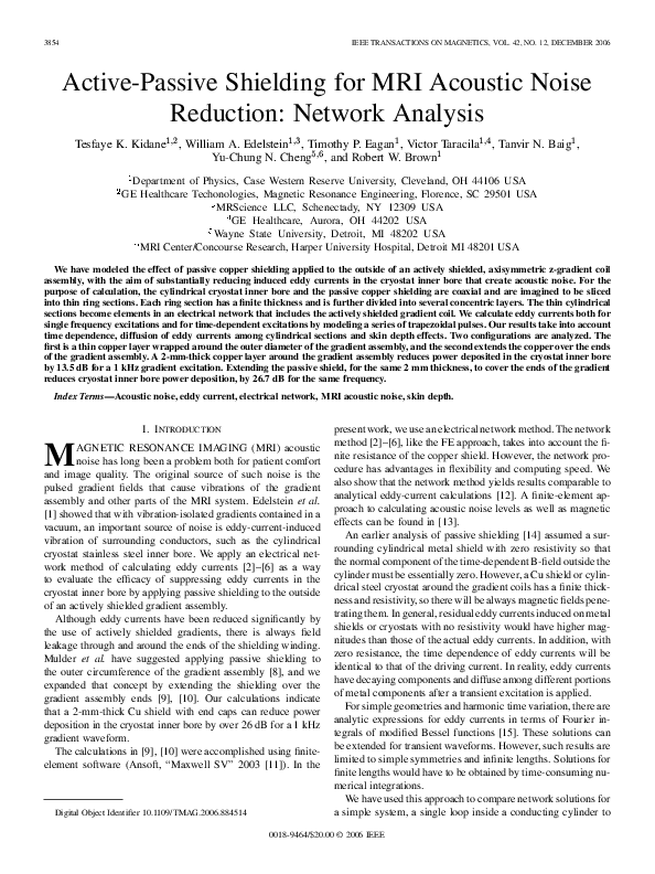 (PDF) ActivePassive Shielding for MRI Acoustic Noise Reduction