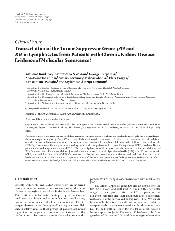 (PDF) Transcription of the Tumor Suppressor Genes p53 and RB in ...