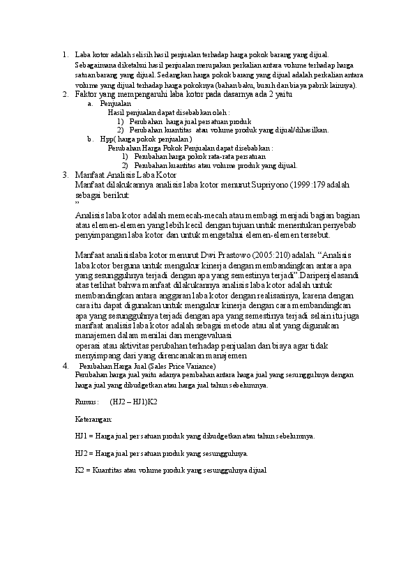 Analisis Laba Kotor Miftakhur Ridlo Academia Edu