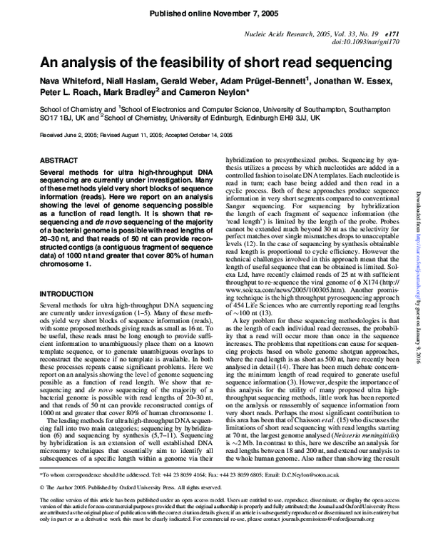 (PDF) An analysis of the feasibility of short read sequencing