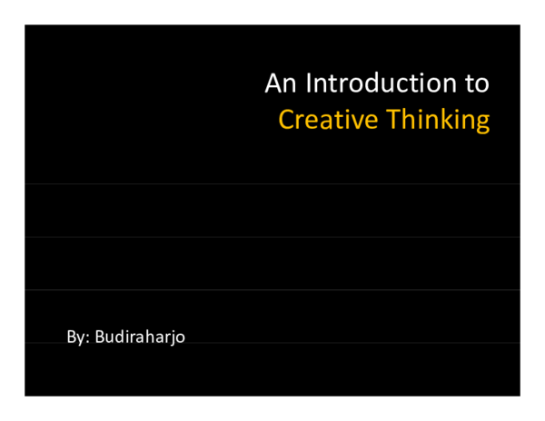 (PDF) An Introduction to Creative Thinking