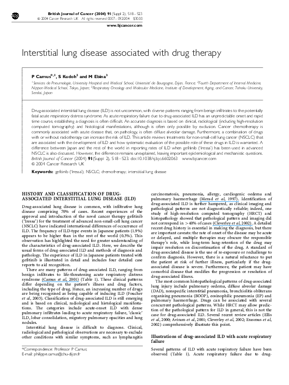 (PDF) Interstitial lung disease associated with drug therapy