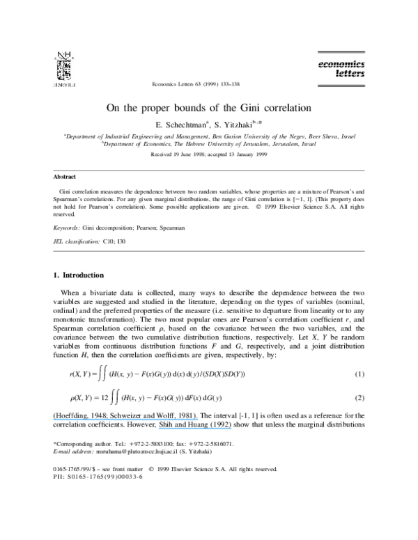 (PDF) On the proper bounds of the Gini correlation