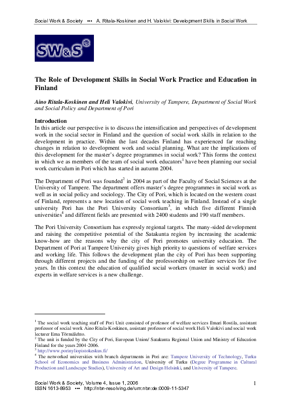 (PDF) The Role of Development Skills in Social Work Practice and ...