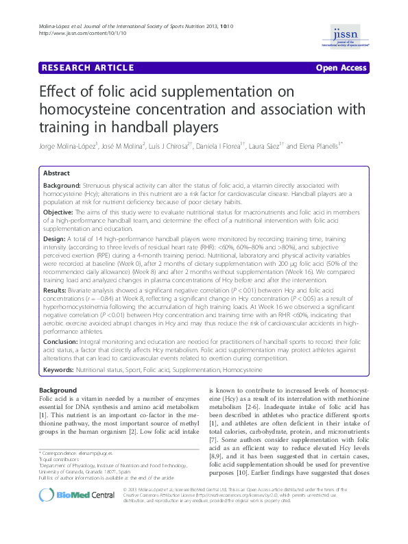 (PDF) Effect of folic acid supplementation on homocysteine ...