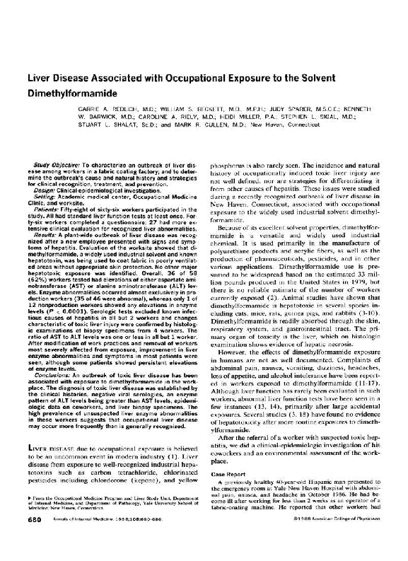 (PDF) Liver Disease Associated with Occupational Exposure to the ...