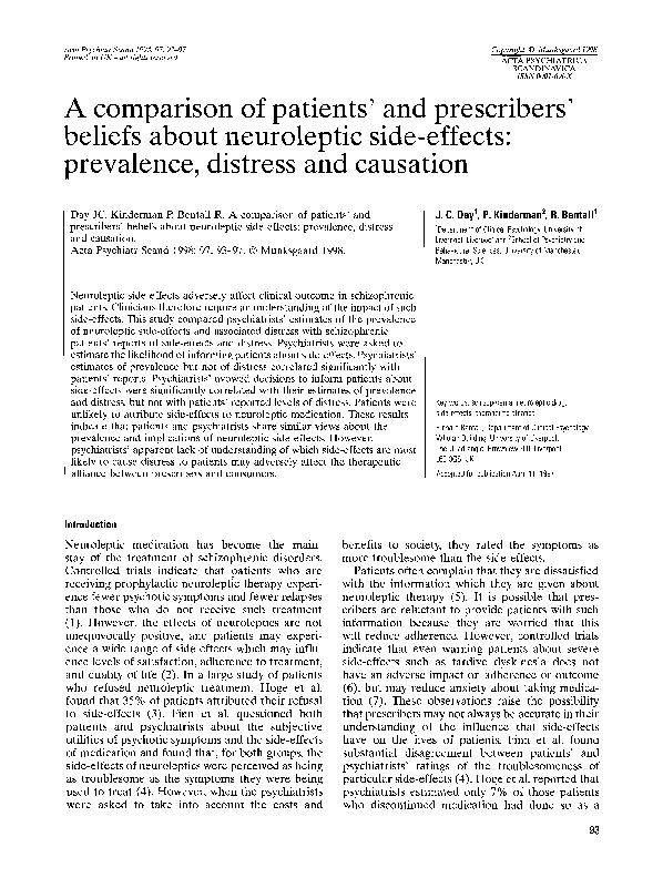 (PDF) A comparison of patients' and prescribers' beliefs about ...