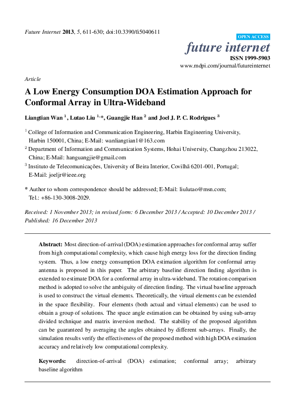 (PDF) A Low Energy Consumption DOA Estimation Approach for Conformal ...