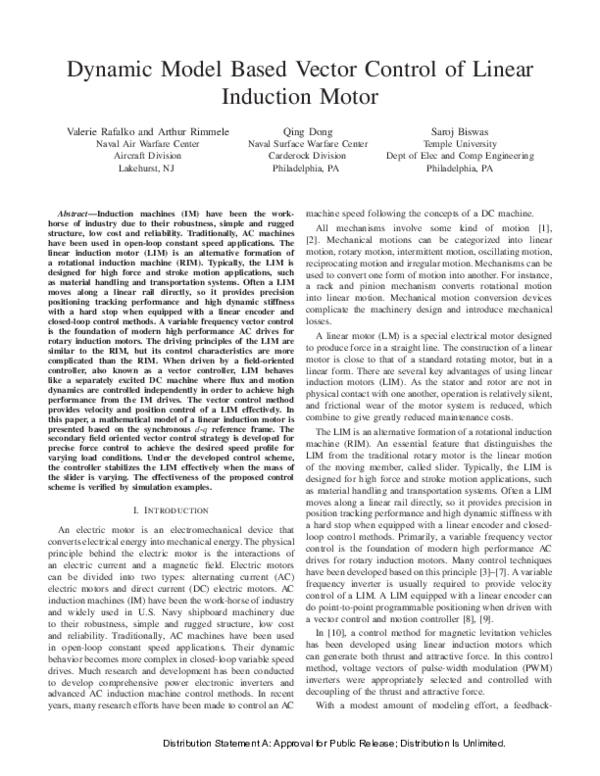 (PDF) Dynamic Model Based Vector Control of Linear Induction Motor