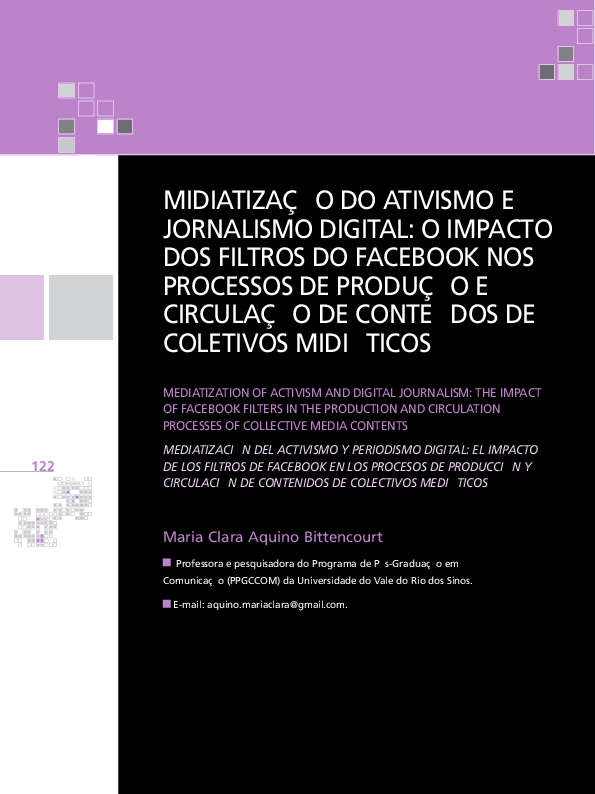 (PDF) Midiatização do Ativismo e Jornalismo Digital o impacto dos filtros do Facebook nos (PDF) Midiatização do Ativismo e Jornalismo Digital o impacto dos filtros do Facebook nos