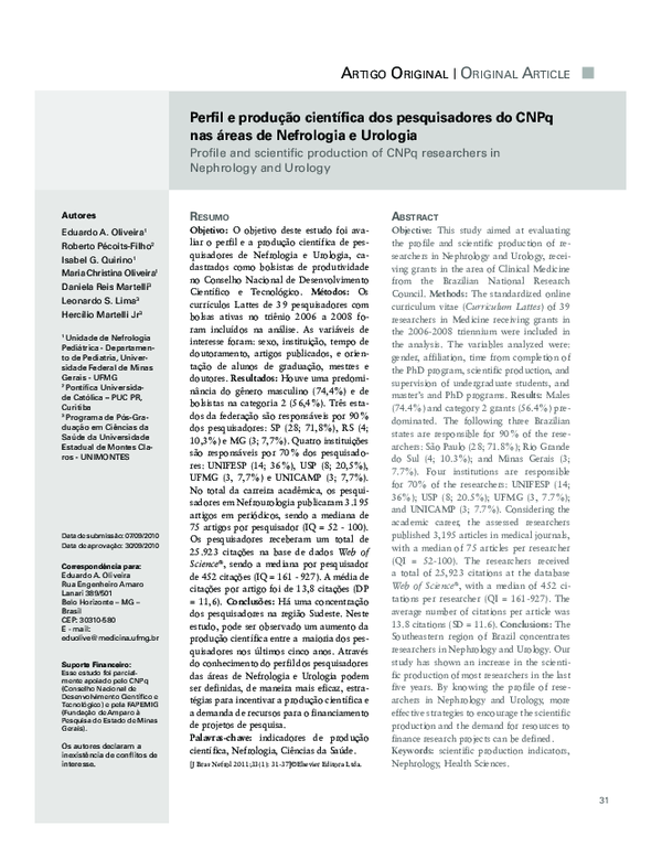 (PDF) Profile and scientific production of CNPq researchers in cardiology