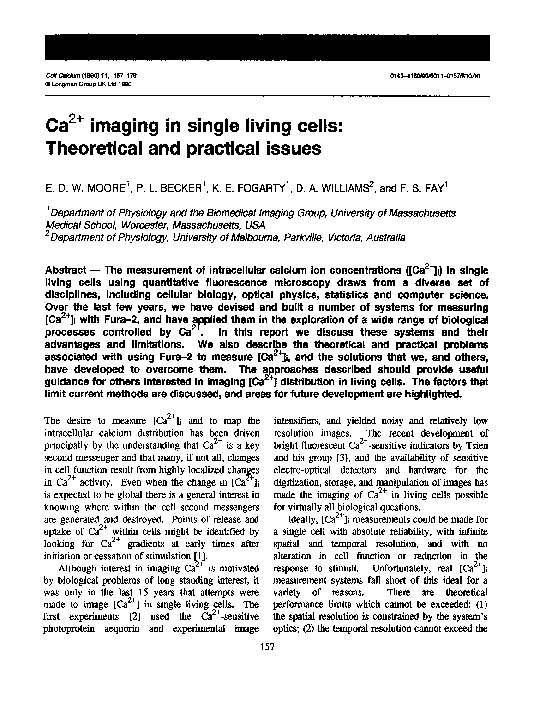 (PDF) Ca2+ imaging in single living cells: Theoretical and practical issues