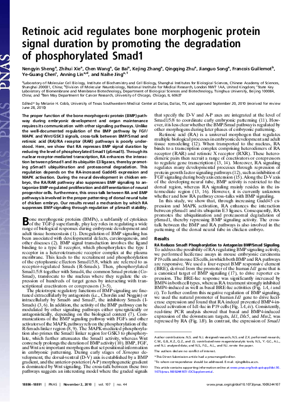 (PDF) Retinoic acid regulates bone morphogenic protein signal duration ...
