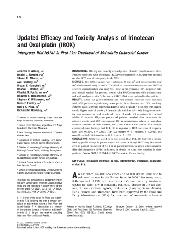 (PDF) Updated efficacy and toxicity analysis of irinotecan and ...