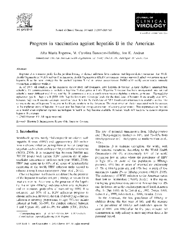 (PDF) Progress in vaccination against hepatitis B in the Americas