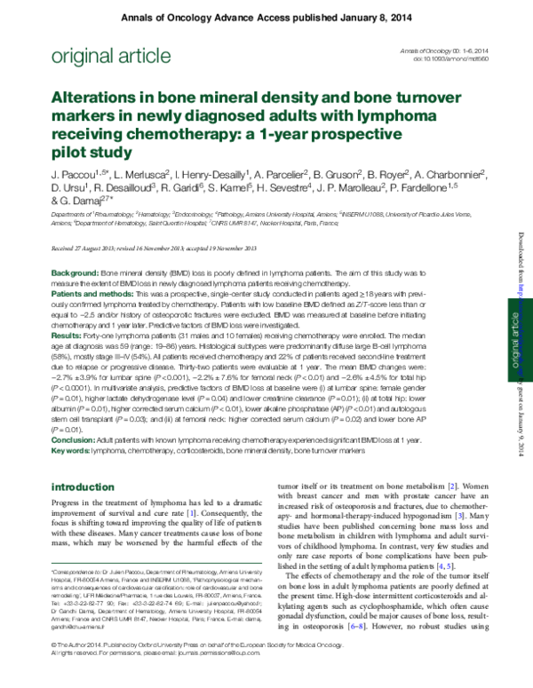 (PDF) Alterations in bone mineral density and bone turnover markers in ...