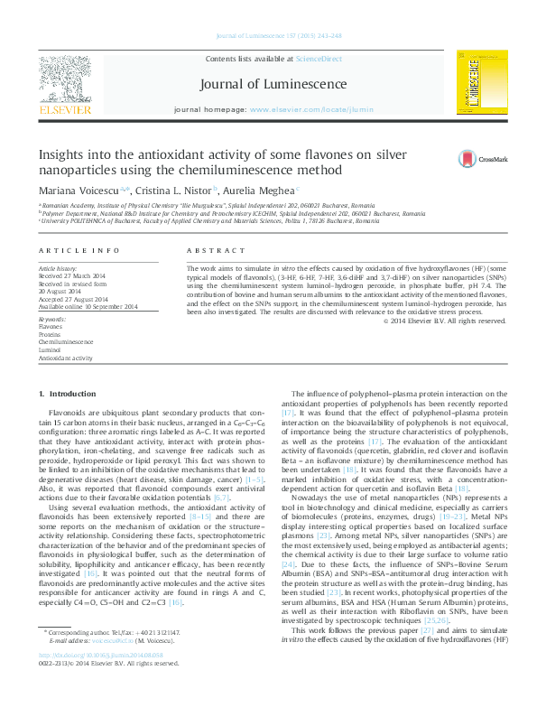 (PDF) Insights into the antioxidant activity of some flavones on silver ...
