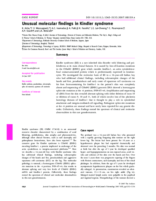 (PDF) Unusual molecular findings in Kindler syndrome