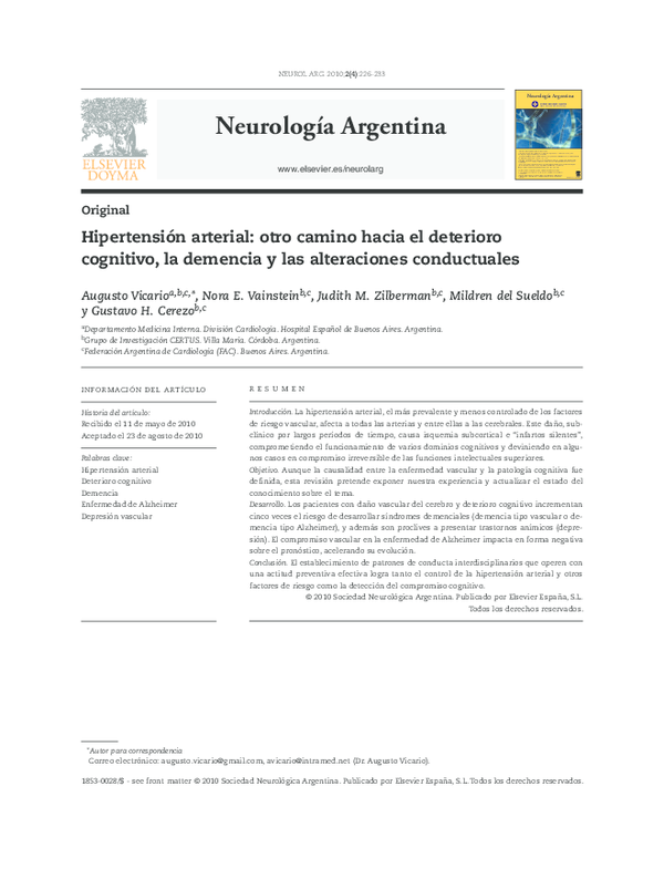 Hipertensión y demencia vascular Hipertensión y demencia vascular