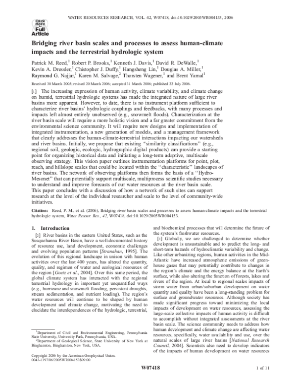 (PDF) Bridging river basin scales and processes to assess human-climate ...