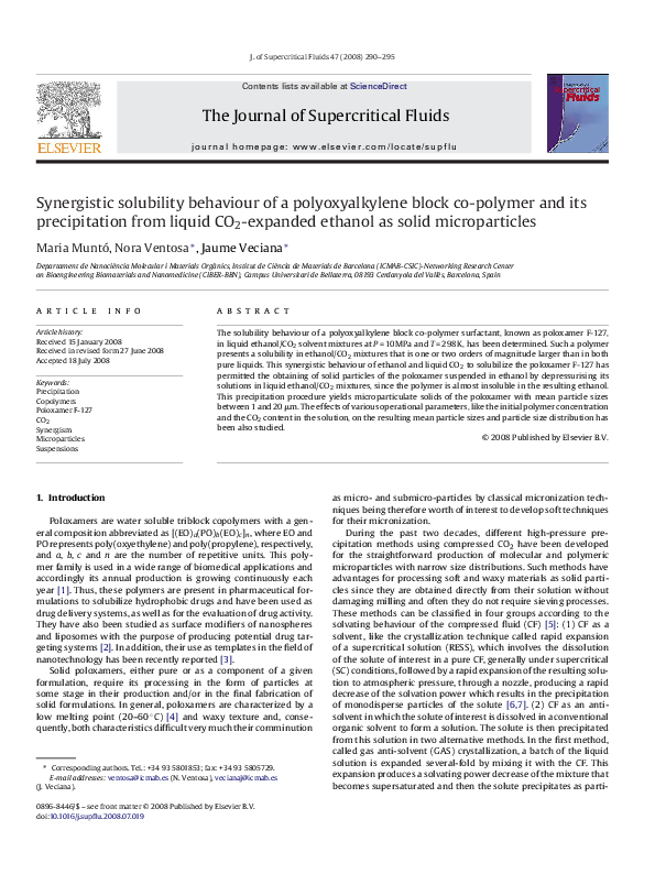 (PDF) Synergistic solubility behaviour of a polyoxyalkylene block co ...