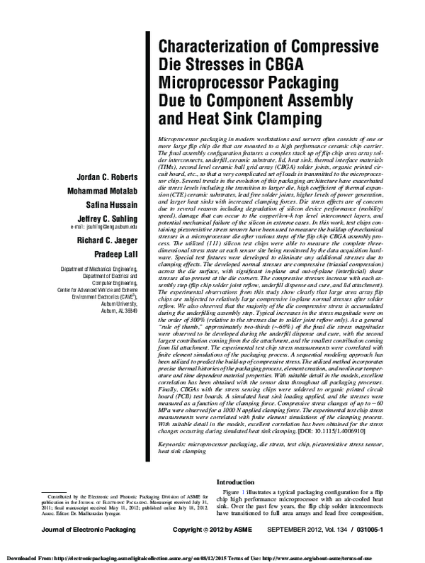 (PDF) Characterization of Die Stresses in CBGA Packages due to ...