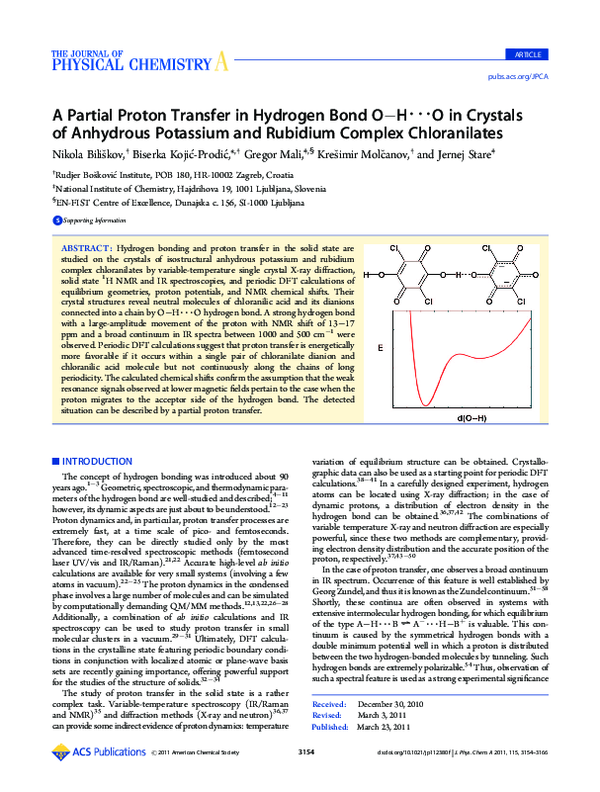 (PDF) A Partial Proton Transfer in Hydrogen Bond O − H···O in Crystals ...