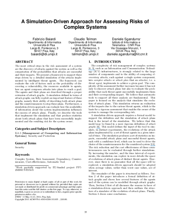 (PDF) A simulation-driven approach for assessing risks of complex systems