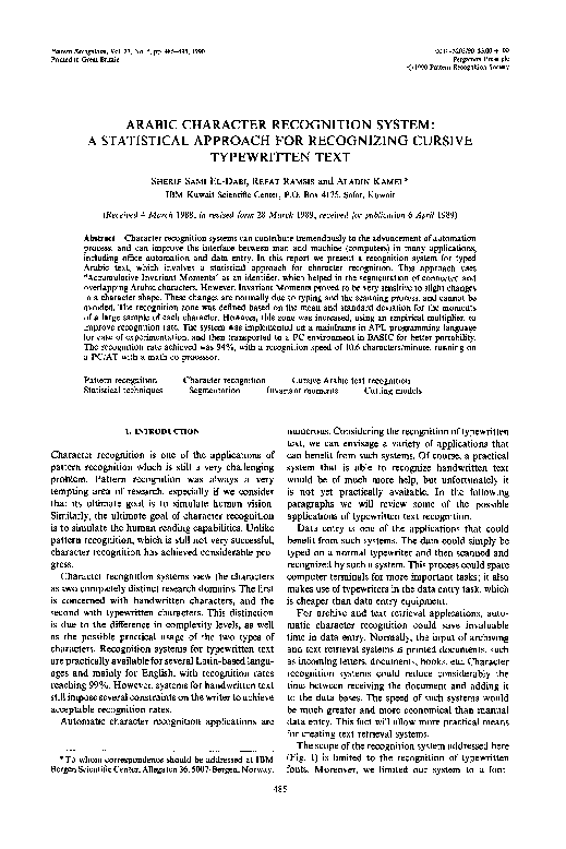 (PDF) Arabic character recognition system: A statistical approach for ...