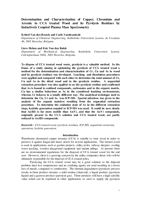 (PDF) Determination and Characterisation of Copper, Chromium and ...