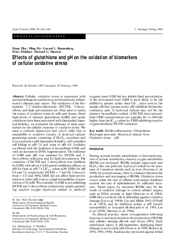 (PDF) Effects of glutathione and pH on the oxidation of biomarkers of ...