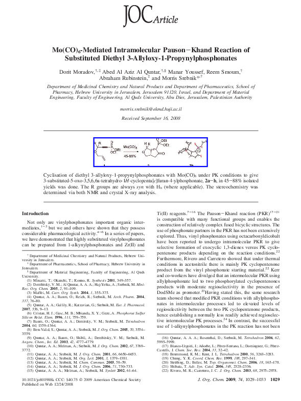 (PDF) ChemInform Abstract: Mo(CO) 6 -Mediated Intramolecular Pauson ...