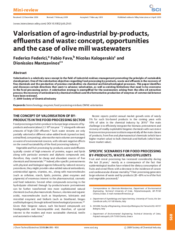 (PDF) Valorisation of agroindustrial byproducts, effluents and waste