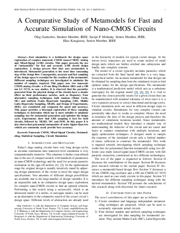 (PDF) A Comparative Study of Metamodels for Fast and Accurate ...