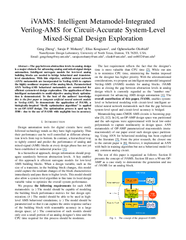 (PDF) iVAMS: Intelligent metamodel-integrated Verilog-AMS for circuit ...